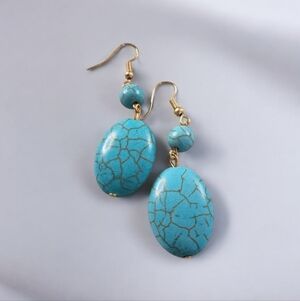 Turquoise and Gold Dangle Earrings